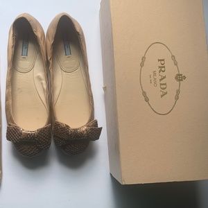 Prada Nude Ballerina Shoes with Bows Sz38.5